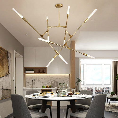 Lustre moderne LED baguettes avec extrémités lumineuses Suvan - vue 4 sur 11