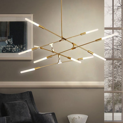 Lustre moderne LED baguettes avec extrémités lumineuses Suvan - vue 5 sur 11