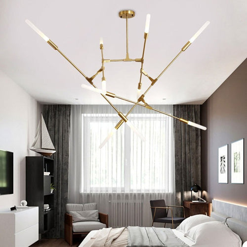 Lustre moderne LED baguettes avec extrémités lumineuses Suvan - vue 6 sur 11