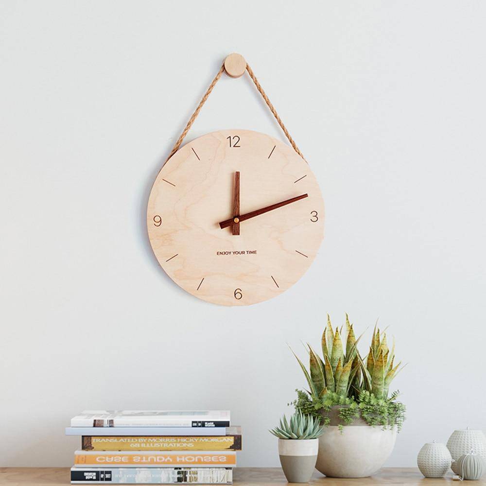 Horloge murale suspendue en bois style japonais - vue 2 sur 6