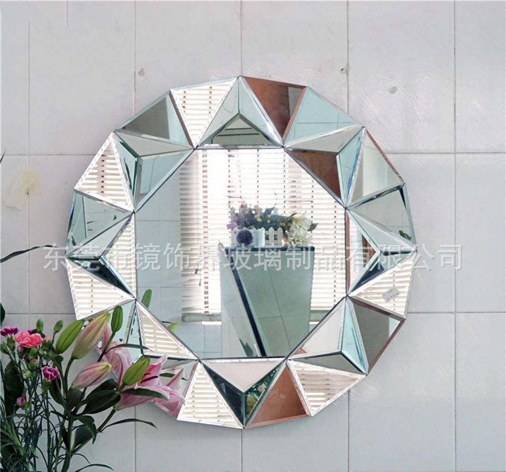 Miroir mural décoratif rond biseauté triangles Decorative - vue 6 sur 6