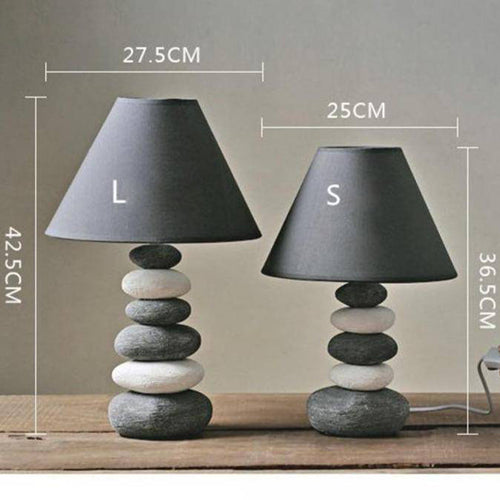 Lampe à poser design LED en galets avec abat-jour gris Nordic - vue 5 sur 5