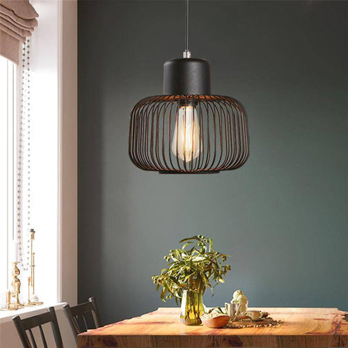 Lampe à poser design à LED avec abat-jour cage arrondie en métal noir - vue 3 sur 14