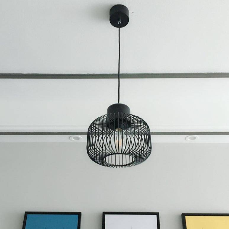 Lampe à poser design à LED avec abat-jour cage arrondie en métal noir - vue 3 sur 14