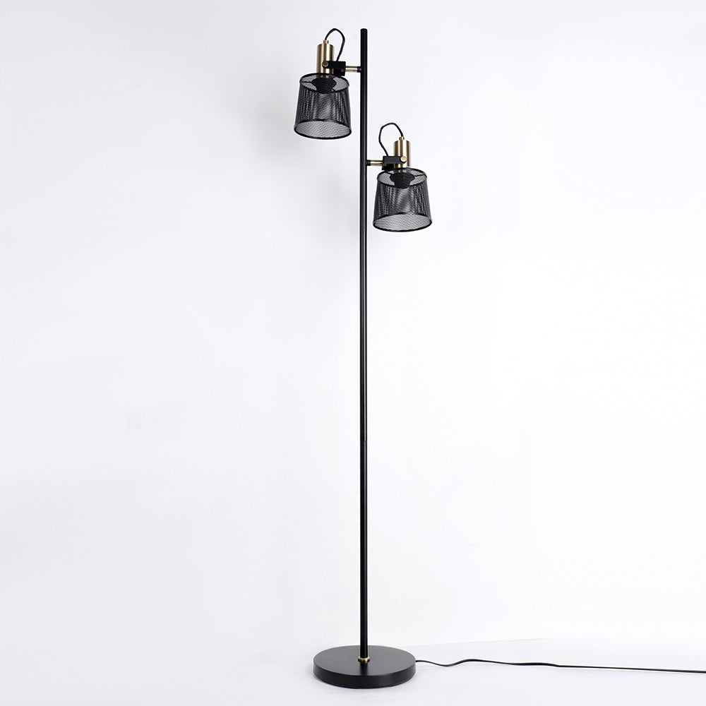 Lampadaire vintage à double tête en métal noir Priam - vue 9 sur 11