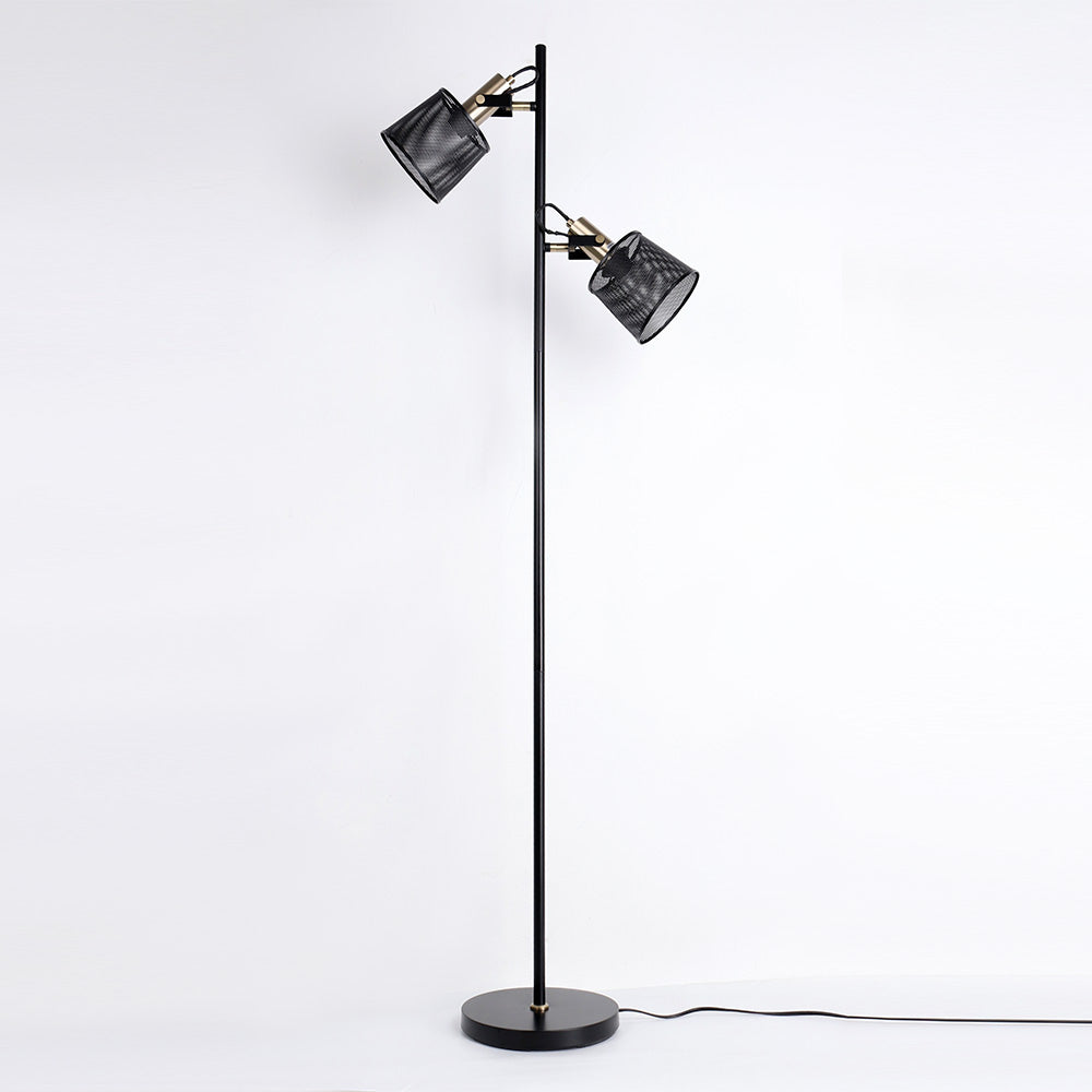 Lampadaire vintage à double tête en métal noir Priam - vue 8 sur 11