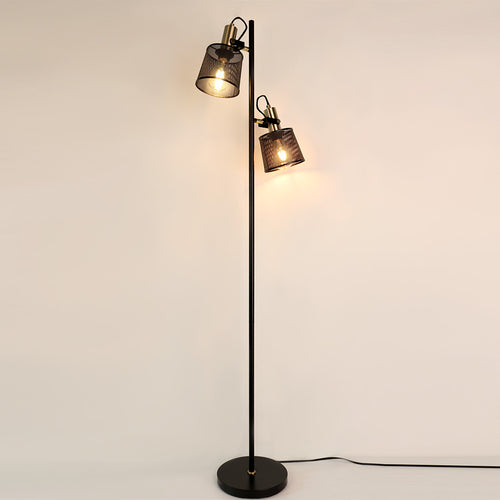 Lampadaire vintage à double tête en métal noir Priam - vue 7 sur 11