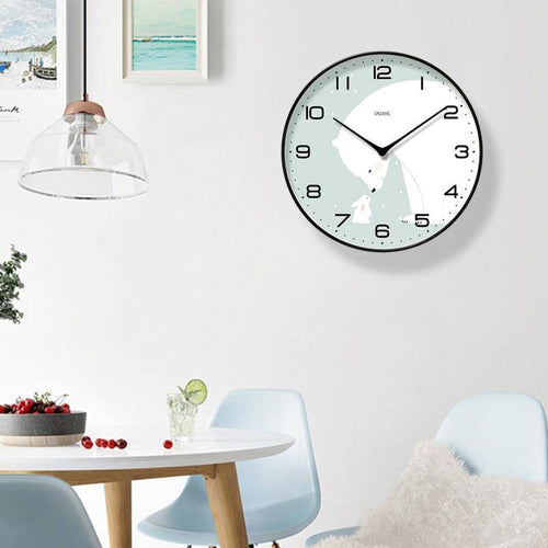 Horloge murale ronde avec ours et lapin blanc Chansrun - vue 2 sur 2