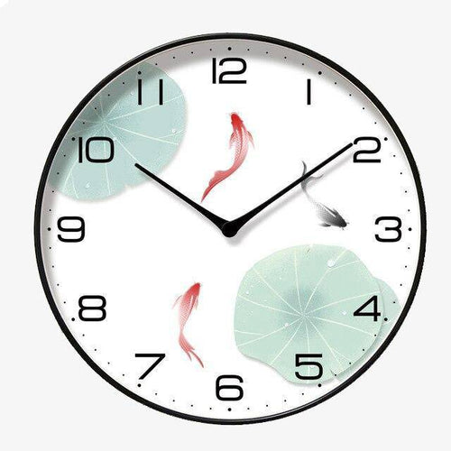 Horloge murale ronde avec poissons colorés Chansrun - vue 2 sur 3