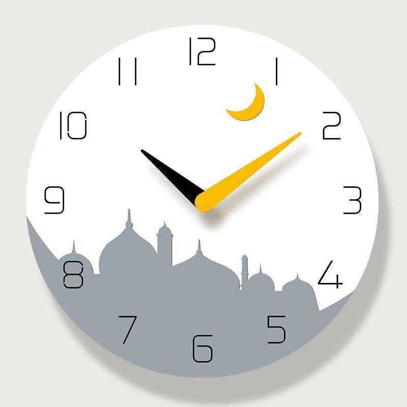 Horloge murale ronde avec dessin ville et lune jaune 30cm - vue 4 sur 4