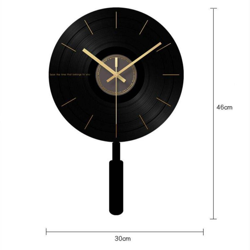 Horloge murale ronde design noire et aiguilles dorées 30cm - vue 5 sur 5