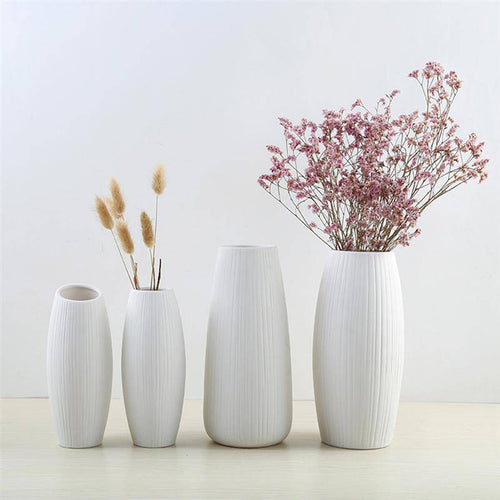 Vase en céramique design blanc minimaliste - vue 3 sur 6