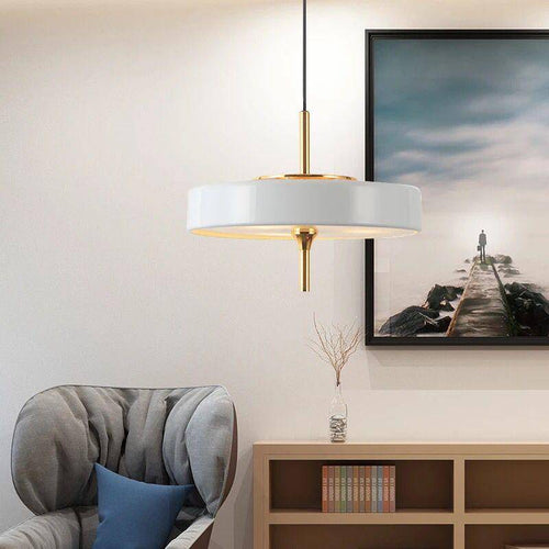 Suspension design LED avec abat-jour circulaire en métal style Juna - vue 4 sur 9