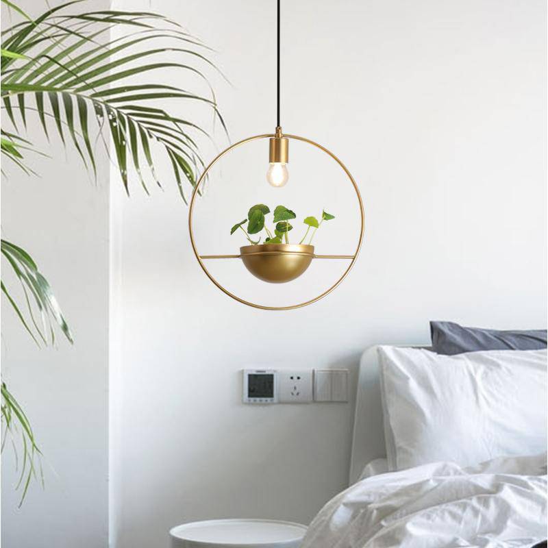 Suspension design LED avec anneau doré et métal et demi-sphère Luxury - vue 2 sur 6