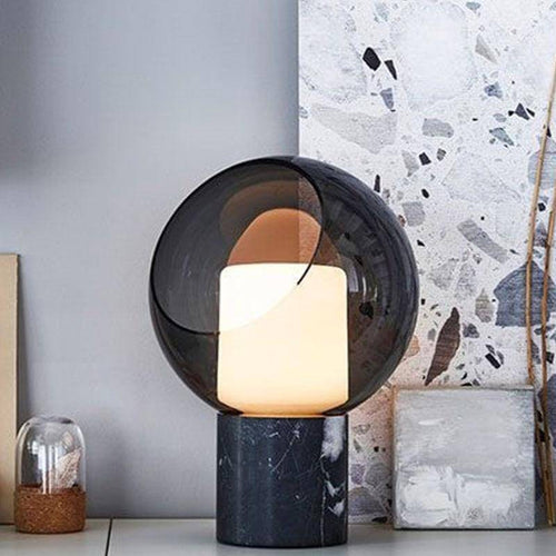 Lampe à poser design LED en marbre avec boule en verre Luxury - vue 3 sur 9