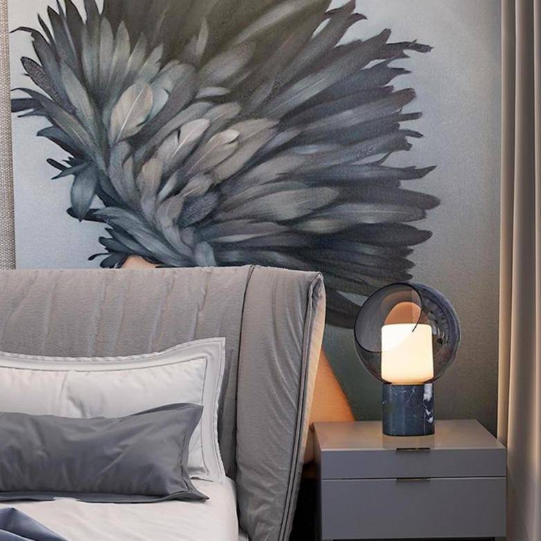 Lampe à poser design LED en marbre avec boule en verre Luxury - vue 8 sur 9