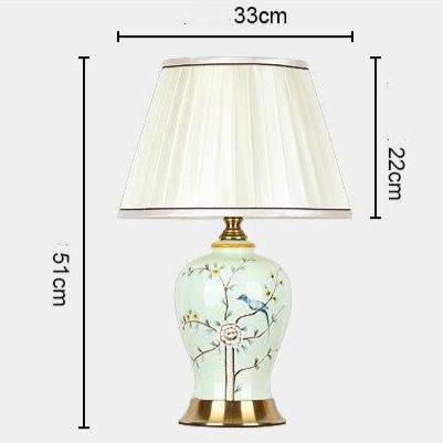 Lampe à poser LED en céramique et fleurs avec abat-jour blanc style Japonais - vue 6 sur 6