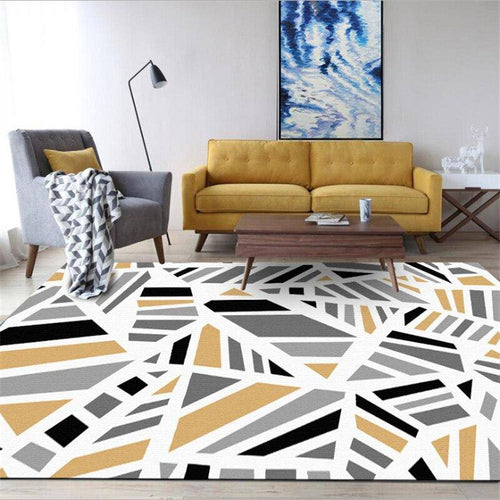 Tapis moderne rectangle à formes géométriques rayées Line - vue 2 sur 5