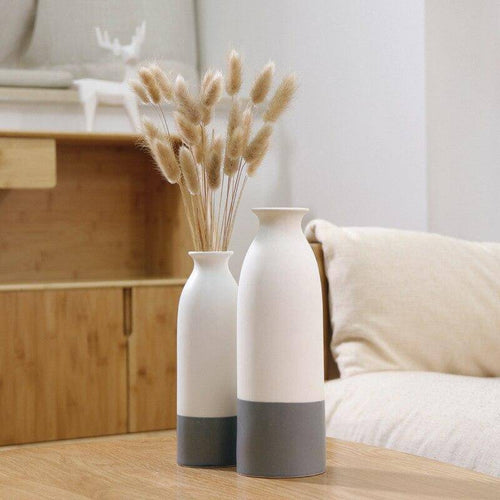 Vase design en céramique blanc et gris style japonais - vue 5 sur 9