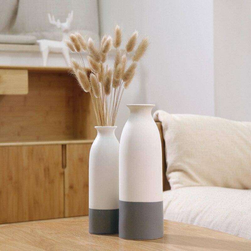 Vase design en céramique blanc et gris style japonais - vue 4 sur 9