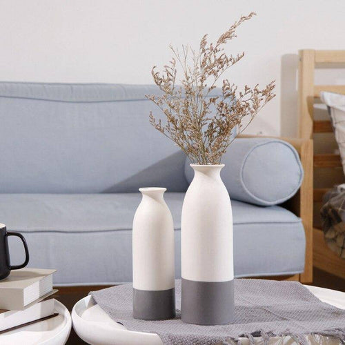 Vase design en céramique blanc et gris style japonais - vue 4 sur 9