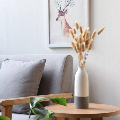 Vase design en céramique blanc et gris style japonais - vue 3 sur 9