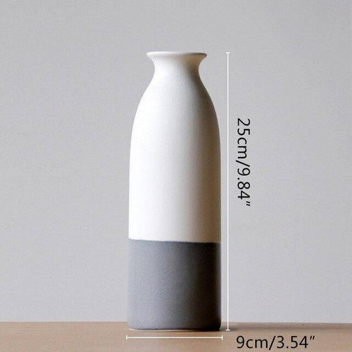 Vase design en céramique blanc et gris style japonais - vue 8 sur 9