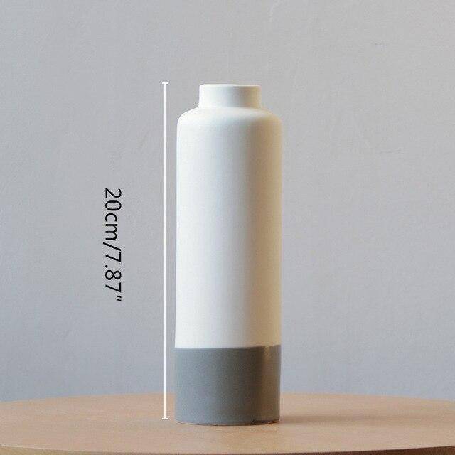 Vase design en céramique blanc et gris style japonais - vue 6 sur 9