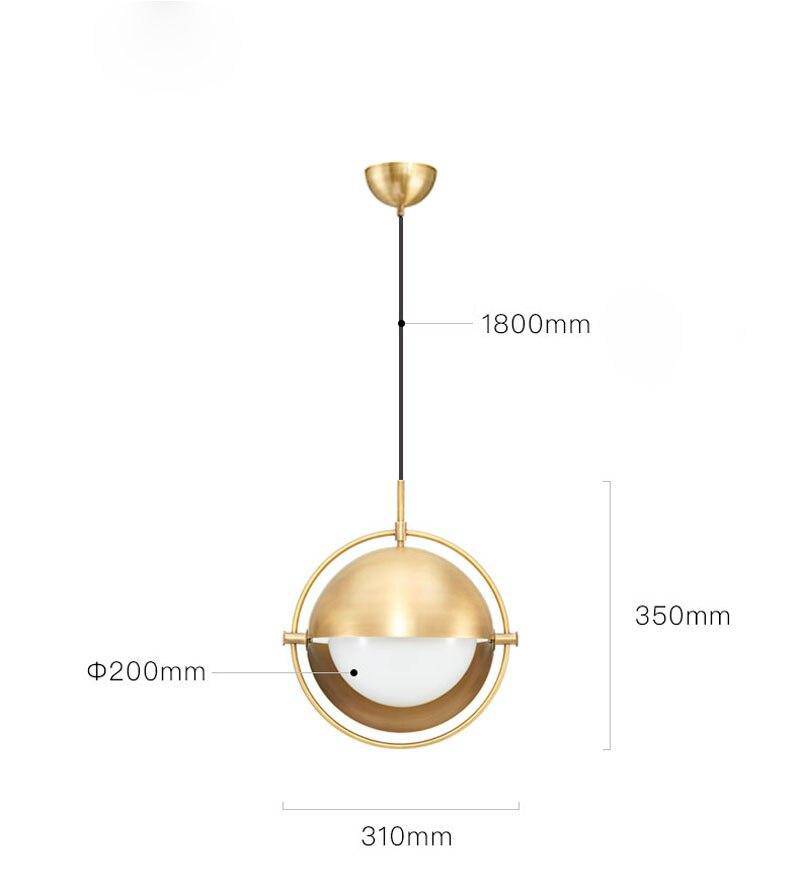 Suspension design à LED avec abat-jour en métal doré style Ball - vue 7 sur 7