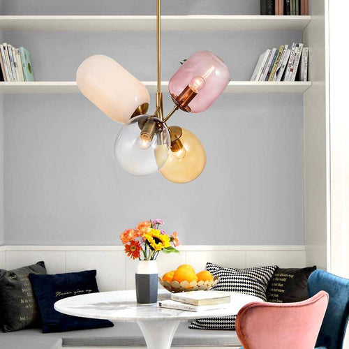 Suspension design LED avec abats-jours colorés Nordic - vue 2 sur 4