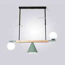 Suspension design à LED avec boules en verre et abat-jour triangle Loft