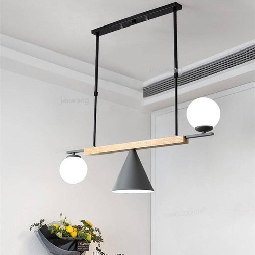 Suspension design à LED avec boules en verre et abat-jour triangle Loft - vue 5 sur 7