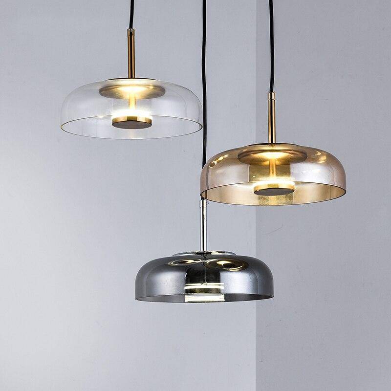 Suspension design arrondie en verre fumé Loft LED - vue 5 sur 13