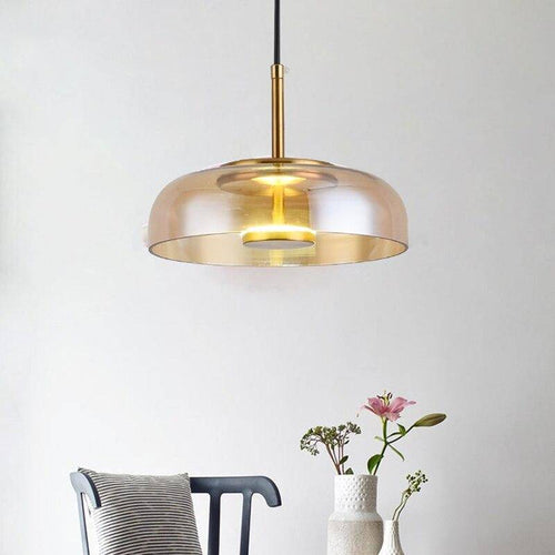 Suspension design arrondie en verre fumé Loft LED - vue 7 sur 13