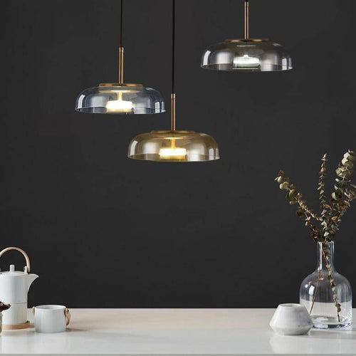 Suspension design arrondie en verre fumé Loft LED - vue 4 sur 13