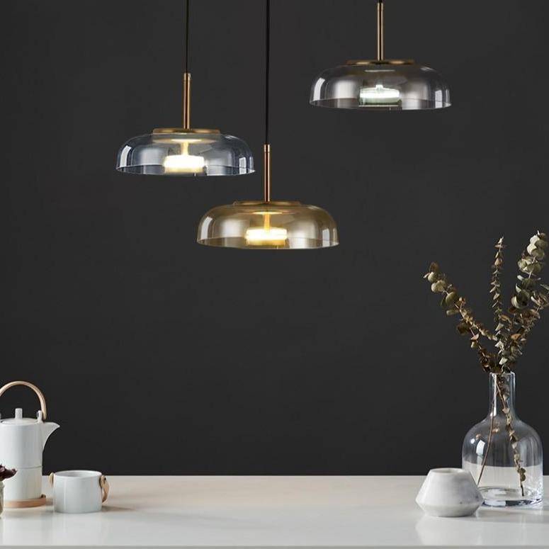 Suspension design arrondie en verre fumé Loft LED - vue 3 sur 13