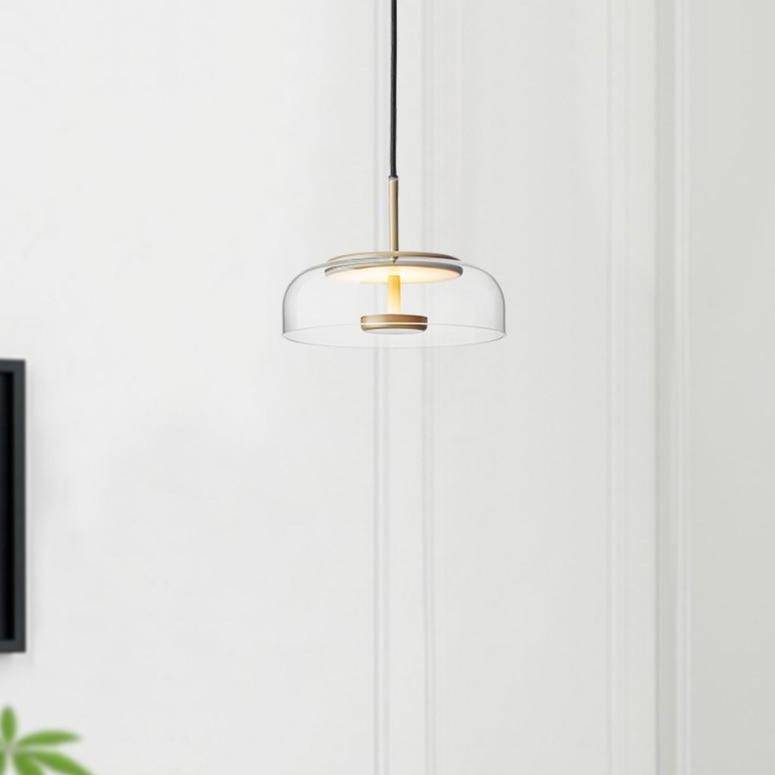 Suspension design arrondie en verre fumé Loft LED - vue 9 sur 13