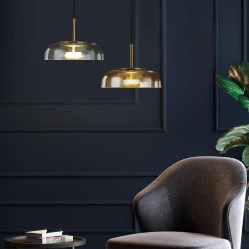 Suspension design arrondie en verre fumé Loft LED - vue 5 sur 13