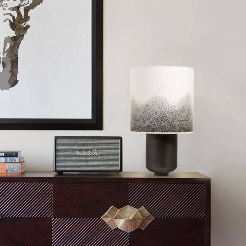 Lampe à poser design LED en métal coloré et tête en forme cylindrique à motifs Creative - vue 3 sur 7