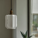 Suspension design en verre blanc style vintage Samy