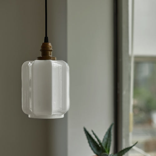 Suspension design en verre blanc style vintage Samy - vue 3 sur 5