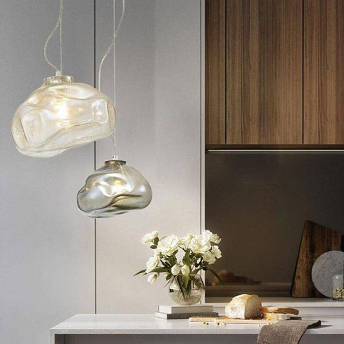 Suspension design LED en verre déformé de couleur Lofty - vue 3 sur 10