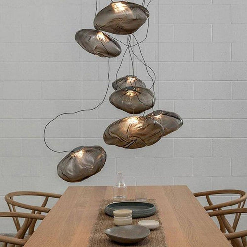 Suspension design LED en verre déformé de couleur Lofty - vue 4 sur 10
