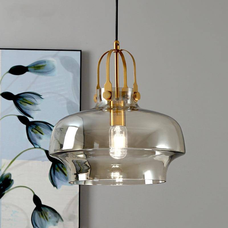 Suspension design LED en verre fumé arrondi style Hang - vue 2 sur 6
