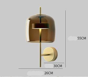 Applique murale design LED en métal doré et boule en verre fumé - vue 5 sur 7