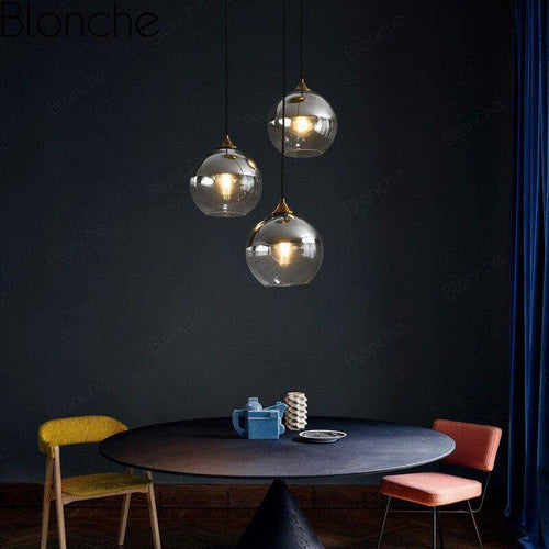 Suspension design LED avec boule en verre fumé Loft - vue 3 sur 15