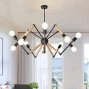Lustre LED design en bois avec bras articulés ajustables