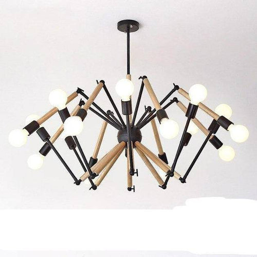Lustre LED design en bois avec bras articulés ajustables - vue 8 sur 7