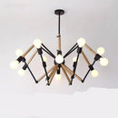 Lustre LED design en bois avec bras articulés ajustables