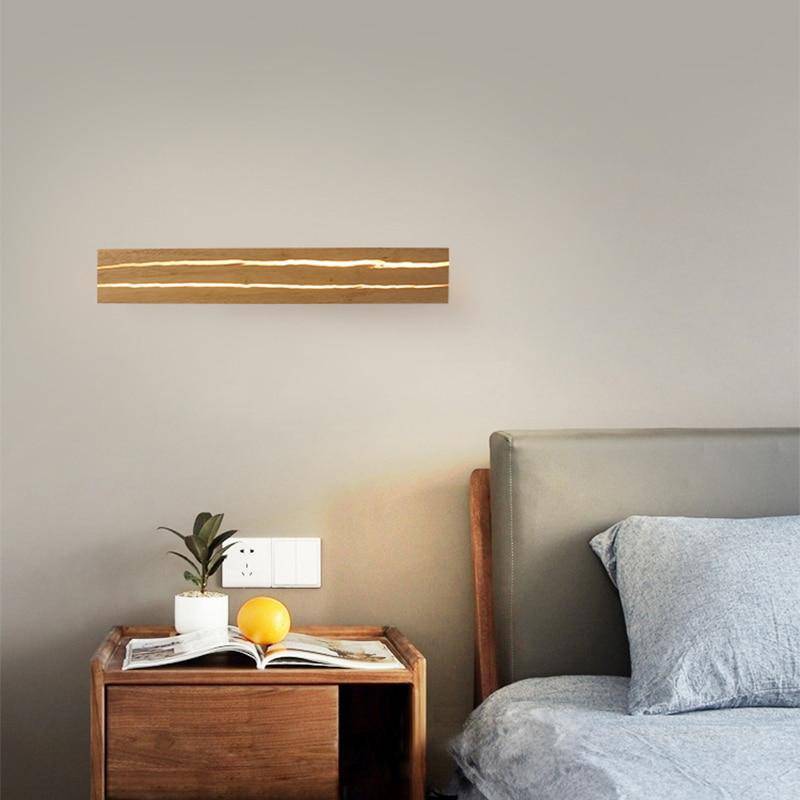 Applique murale design à LED rectangle en bois scandinave - vue 2 sur 4